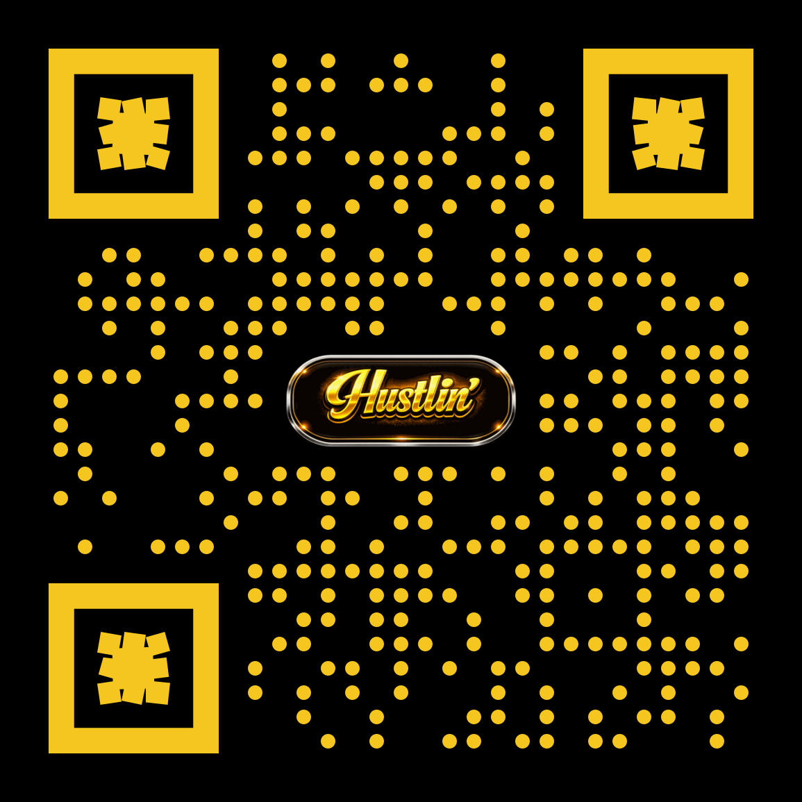 QR code linking to hustlin.org